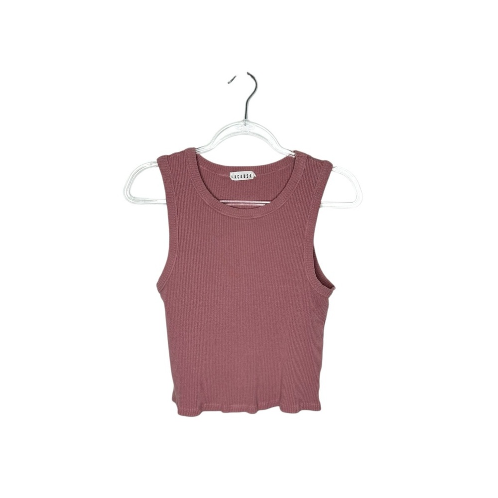 Lacausa | Ribbed Cropped Tank in Woodrose XL
